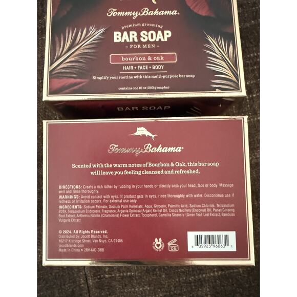 2x Tommy Bahama Hair Face Body Soap Bar for Men Bourbon & Oak 10oz New In Box - Picture 5 of 6